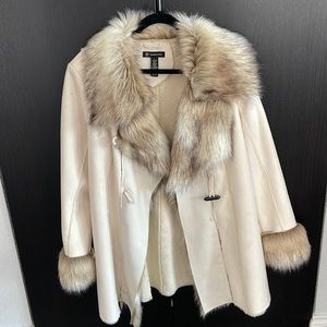 INC faux fur suede warm dressy coat